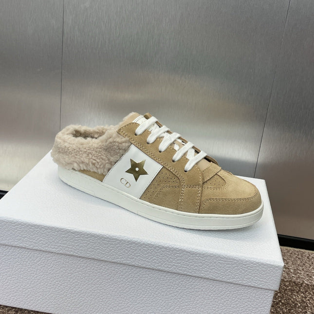 STAR SNEAKER IN CAMEL BEIGE SUEDE AND SHEARLING