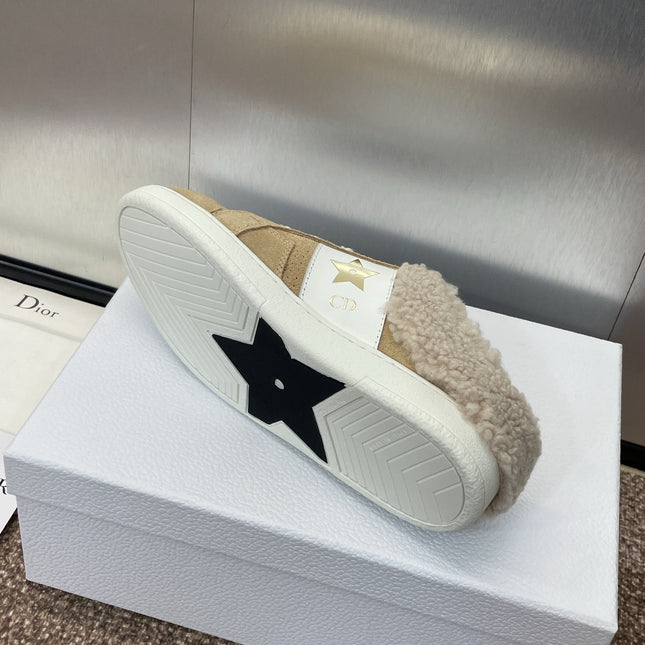 STAR SNEAKER IN CAMEL BEIGE SUEDE AND SHEARLING