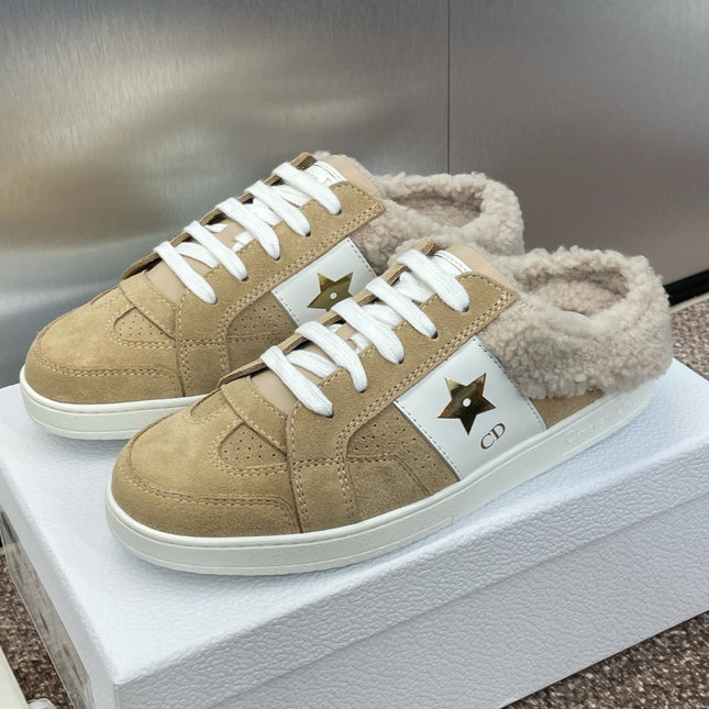 STAR SNEAKER IN CAMEL BEIGE SUEDE AND SHEARLING