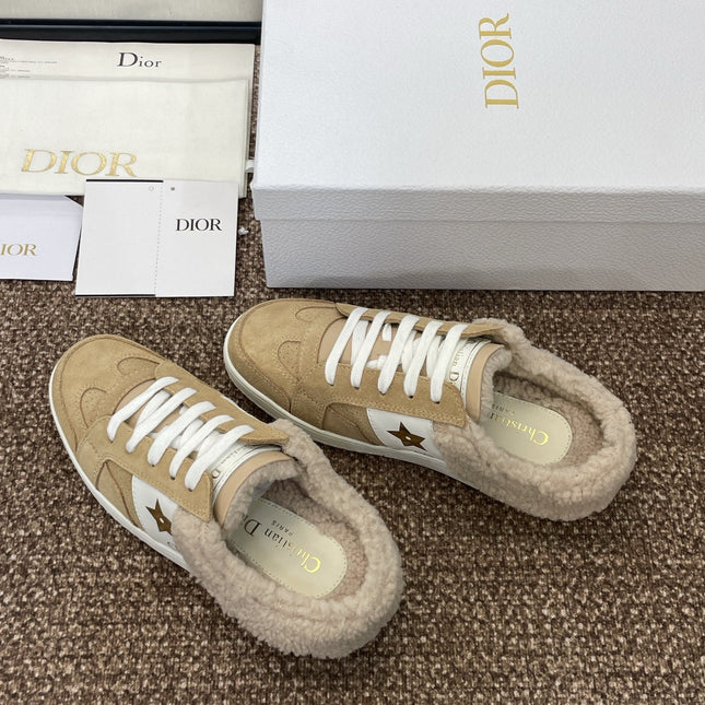 STAR SNEAKER IN CAMEL BEIGE SUEDE AND SHEARLING
