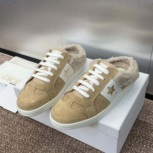 STAR SNEAKER IN CAMEL BEIGE SUEDE AND SHEARLING