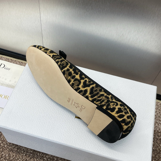 PEARL BALLET FLAT CAMEL PONY HAIR CALFSKIN WITH BROWN LEOPARD MOTIF