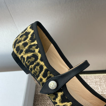 BALLET FLAT CAMEL PONY HAIR CALFSKIN WITH BROWN LEOPARD MOTIF