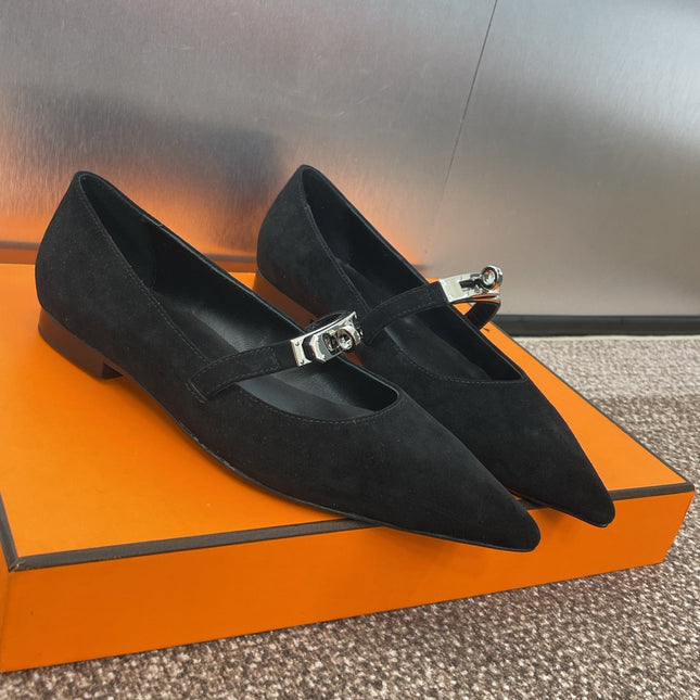 KIARA FLAT PUMP IN BLACK SUEDE