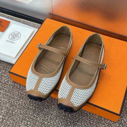 KICHU BALLET FLAT IN BRONZE BROWN CROCHET KNIT AND CALFSKIN