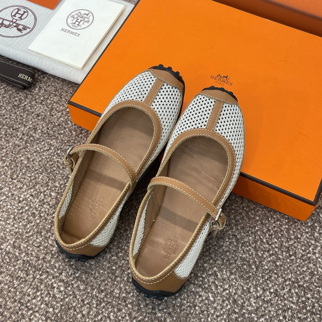 KICHU BALLET FLAT IN BRONZE BROWN CROCHET KNIT AND CALFSKIN