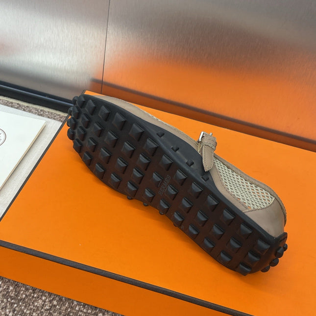 KICHU BALLET FLAT IN MOCHA BROWN CROCHET KNIT AND CALFSKIN