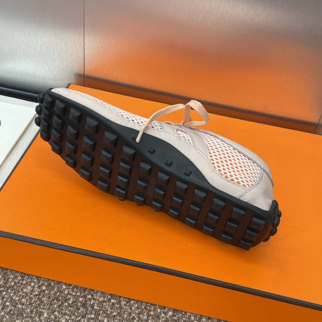 KIGA SNEAKER IN LIGHT PINK CROCHET KNIT AND CALFSKIN