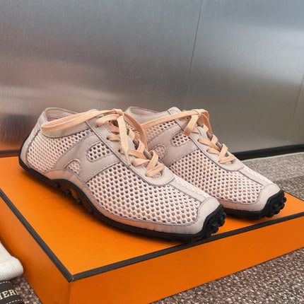 KIGA SNEAKER IN LIGHT PINK CROCHET KNIT AND CALFSKIN