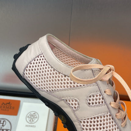 KIGA SNEAKER IN LIGHT PINK CROCHET KNIT AND CALFSKIN