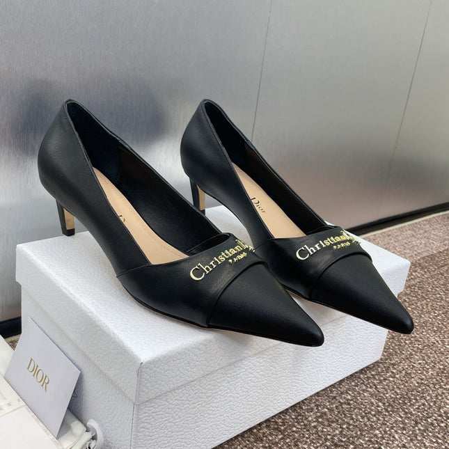 MY DD 25S HIGH HEEL 55MM IN BLACK CALFSKIN GOLD LOGO