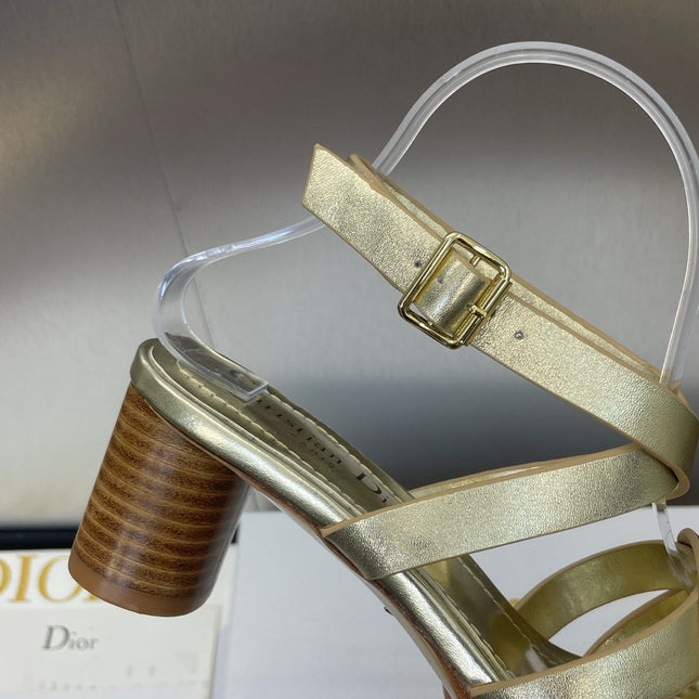 D-CLUB HIGH HEEL SLIDE 25S 55MM IN GOLD GLOSSY CALFSKIN