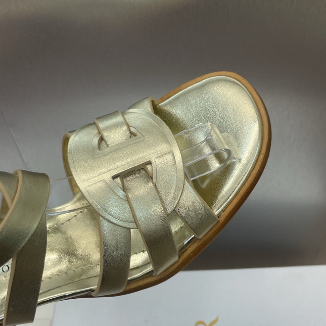 D-CLUB HIGH HEEL SLIDE 25S 55MM IN GOLD GLOSSY CALFSKIN