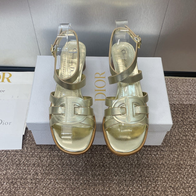 D-CLUB HIGH HEEL SLIDE 25S 55MM IN GOLD GLOSSY CALFSKIN
