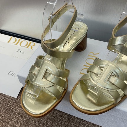 D-CLUB HIGH HEEL SLIDE 25S 55MM IN GOLD GLOSSY CALFSKIN