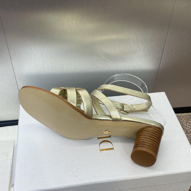D-CLUB HIGH HEEL SLIDE 25S 55MM IN GOLD GLOSSY CALFSKIN