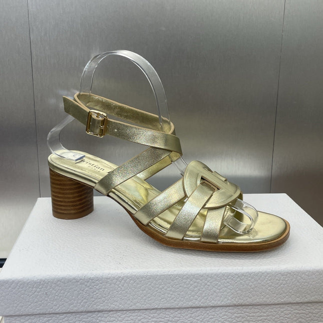 D-CLUB HIGH HEEL SLIDE 25S 55MM IN GOLD GLOSSY CALFSKIN