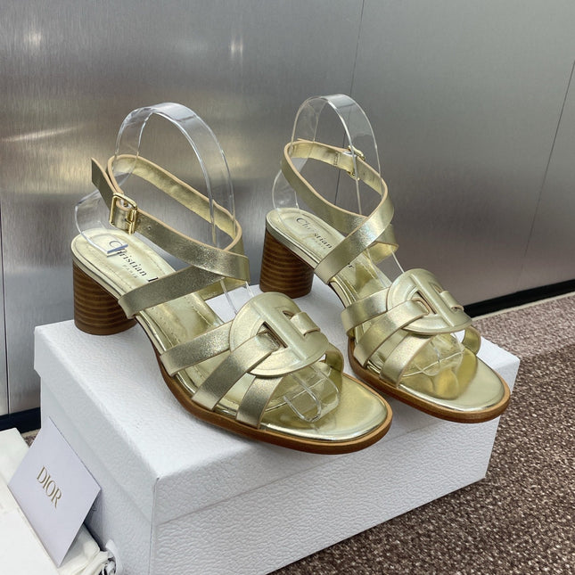 D-CLUB HIGH HEEL SLIDE 25S 55MM IN GOLD GLOSSY CALFSKIN