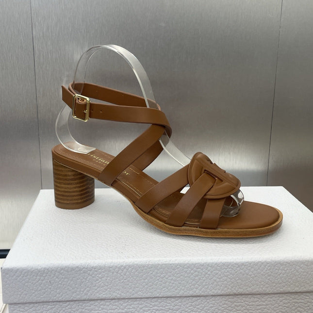 D-CLUB HIGH HEEL SLIDE 25S 55MM IN BROWN CALFSKIN