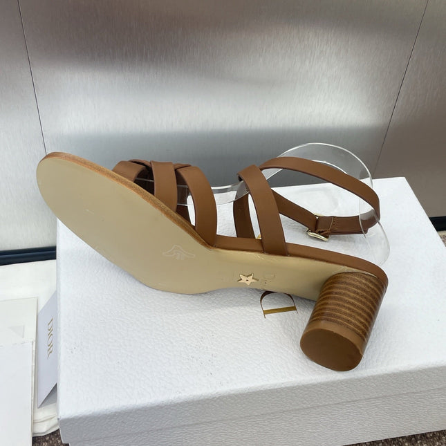 D-CLUB HIGH HEEL SLIDE 25S 55MM IN BROWN CALFSKIN