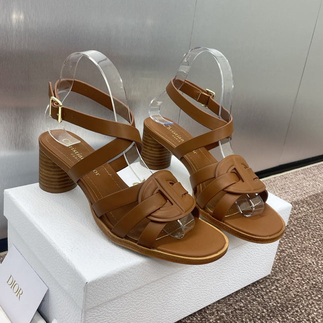 D-CLUB HIGH HEEL SLIDE 25S 55MM IN BROWN CALFSKIN