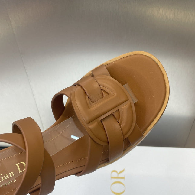 D-CLUB HIGH HEEL SLIDE 25S 55MM IN BROWN CALFSKIN