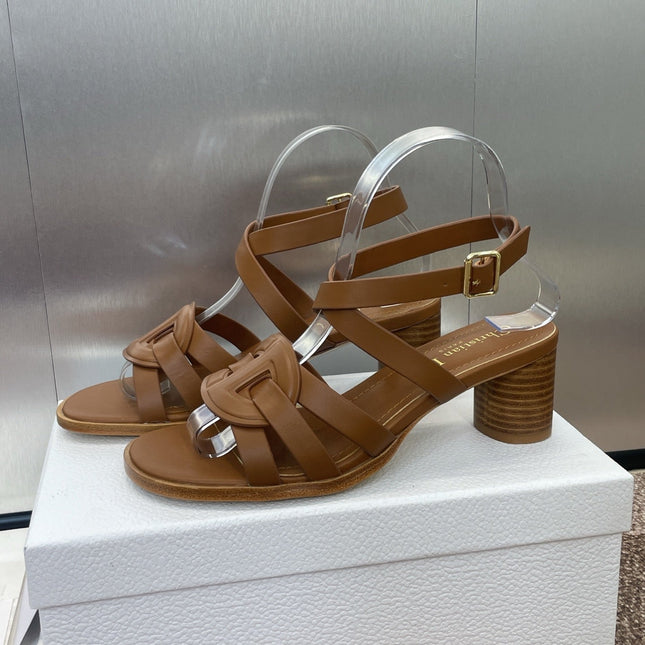 D-CLUB HIGH HEEL SLIDE 25S 55MM IN BROWN CALFSKIN