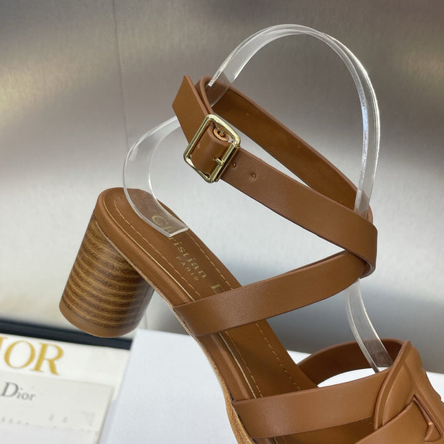 D-CLUB HIGH HEEL SLIDE 25S 55MM IN BROWN CALFSKIN
