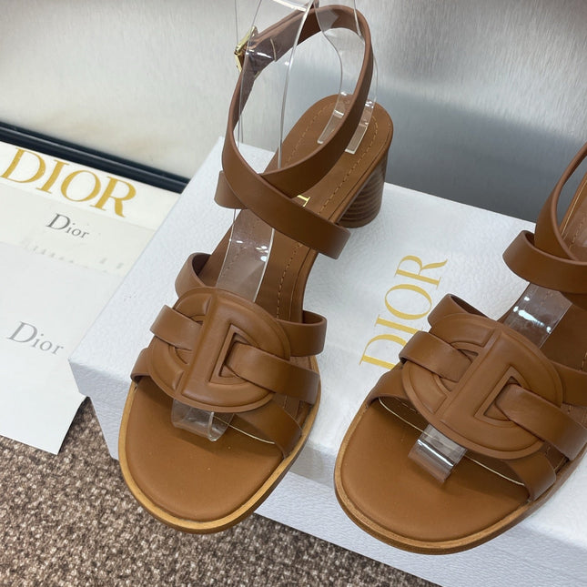 D-CLUB HIGH HEEL SLIDE 25S 55MM IN BROWN CALFSKIN