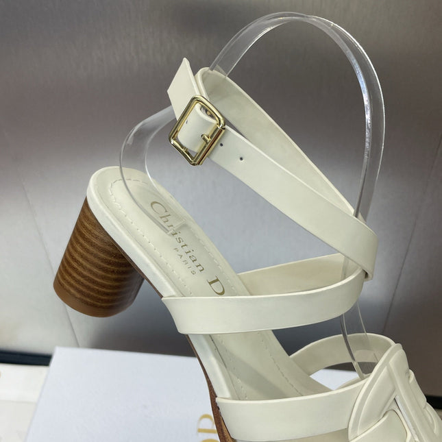 D-CLUB HIGH HEEL SLIDE 25S 55MM IN WHITE CALFSKIN