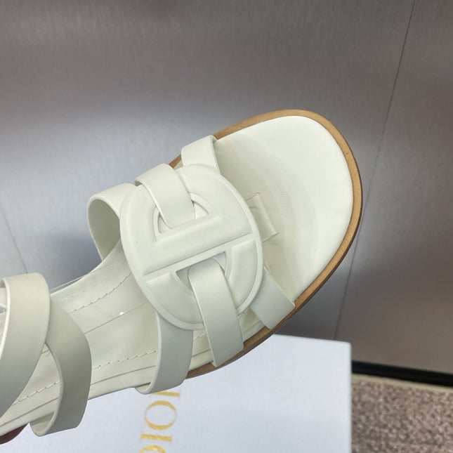 D-CLUB HIGH HEEL SLIDE 25S 55MM IN WHITE CALFSKIN