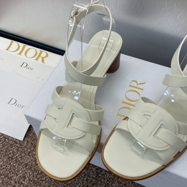 D-CLUB HIGH HEEL SLIDE 25S 55MM IN WHITE CALFSKIN
