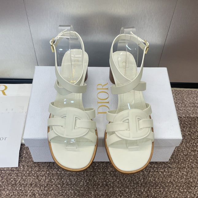 D-CLUB HIGH HEEL SLIDE 25S 55MM IN WHITE CALFSKIN