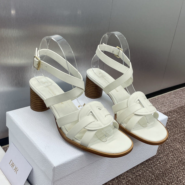 D-CLUB HIGH HEEL SLIDE 25S 55MM IN WHITE CALFSKIN