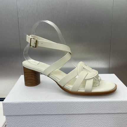 D-CLUB HIGH HEEL SLIDE 25S 55MM IN WHITE CALFSKIN