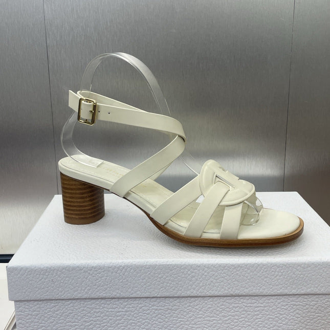 D-CLUB HIGH HEEL SLIDE 25S 55MM IN WHITE CALFSKIN