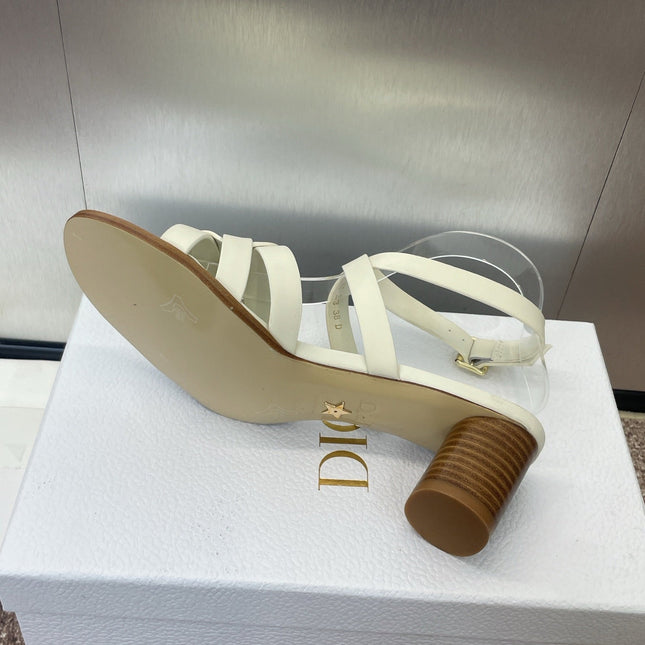 D-CLUB HIGH HEEL SLIDE 25S 55MM IN WHITE CALFSKIN