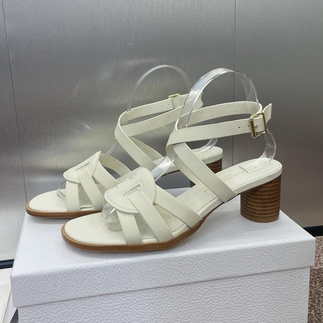 D-CLUB HIGH HEEL SLIDE 25S 55MM IN WHITE CALFSKIN