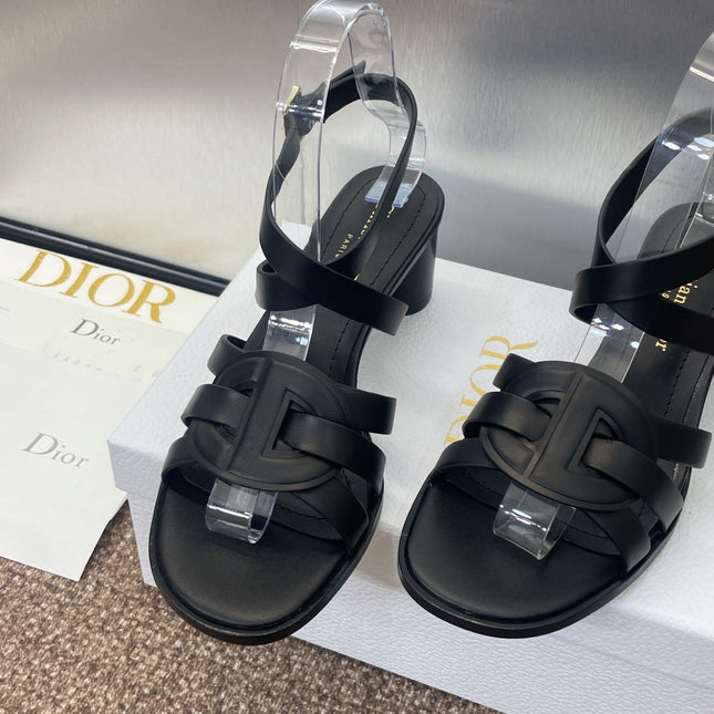 D-CLUB HIGH HEEL SLIDE 25S 55MM IN BLACK CALFSKIN