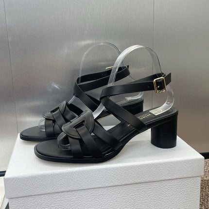 D-CLUB HIGH HEEL SLIDE 25S 55MM IN BLACK CALFSKIN