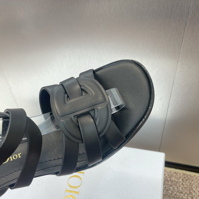 D-CLUB HIGH HEEL SLIDE 25S 55MM IN BLACK CALFSKIN
