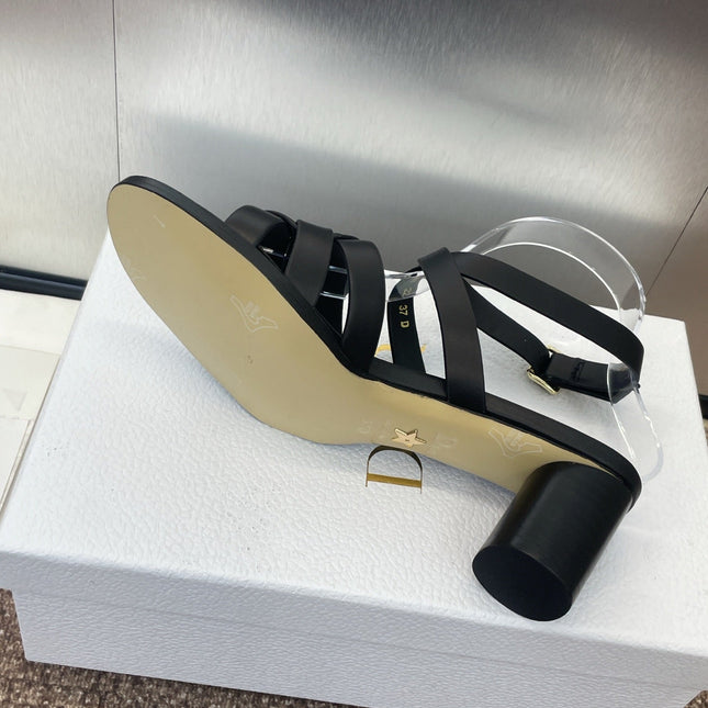 D-CLUB HIGH HEEL SLIDE 25S 55MM IN BLACK CALFSKIN