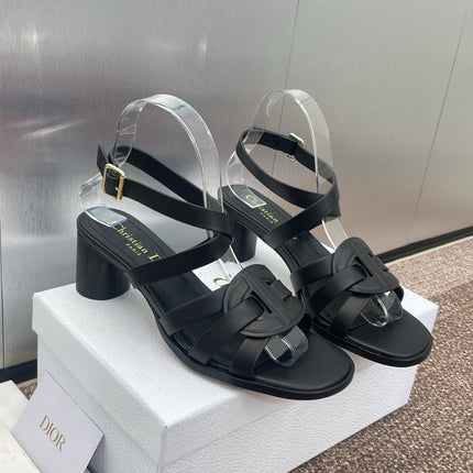 D-CLUB HIGH HEEL SLIDE 25S 55MM IN BLACK CALFSKIN