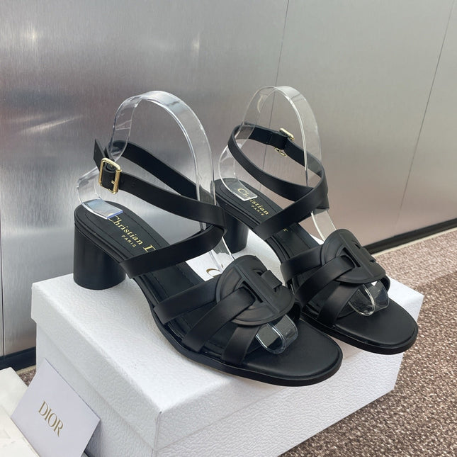 D-CLUB HIGH HEEL SLIDE 25S 55MM IN BLACK CALFSKIN