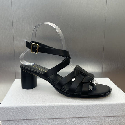 D-CLUB HIGH HEEL SLIDE 25S 55MM IN BLACK CALFSKIN