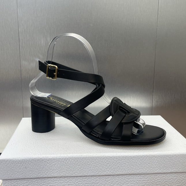 D-CLUB HIGH HEEL SLIDE 25S 55MM IN BLACK CALFSKIN