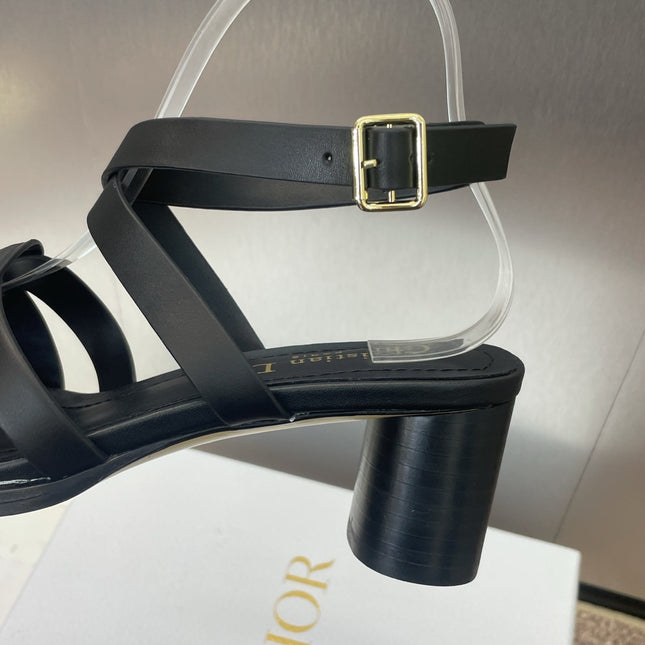 D-CLUB HIGH HEEL SLIDE 25S 55MM IN BLACK CALFSKIN