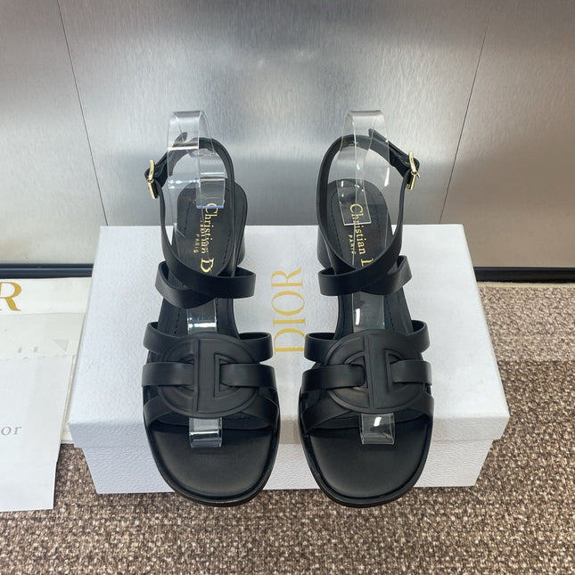 D-CLUB HIGH HEEL SLIDE 25S 55MM IN BLACK CALFSKIN