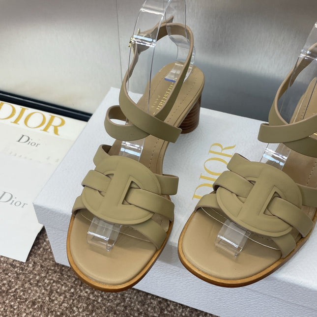 D-CLUB HIGH HEEL SLIDE 25S 55MM IN GOLDEN BEIGE CALFSKIN