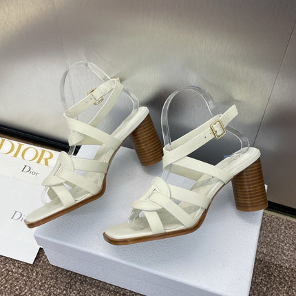 D-CLUB HIGH HEEL SLIDE 25S 80MM IN WHITE CALFSKIN